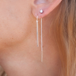 Earring Threader with Bar in Sterling Silver Short