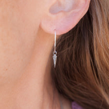 Load image into Gallery viewer, Earring Hoop with Diamond Spike in Sterling Silver Pave Setting
