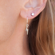 Load image into Gallery viewer, Earring Hoop in Sterling Silver with Lightning Bolt
