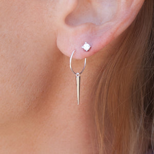 Earring Post with Cubic Zirconia in Sterling Silver