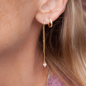 Earring Threader 18K Gold Filled with Triangle Cubic Zirconia Inlay (Long)