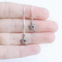Load image into Gallery viewer, Earring Threader Pave Diamond Star Sterling Silver
