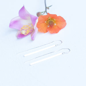 Earring Threader with Bar in Sterling Silver Long