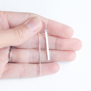 Earring Threader with Bar in Sterling Silver Short