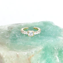 Load image into Gallery viewer, Ear Cuff with Square Cubic Zirconia Gold Vermeil (no piercing needed)
