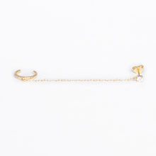 Load image into Gallery viewer, Ear Cuff and Post with Zirconia Inlay in Gold Vermeil
