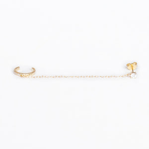 Ear Cuff and Post with Zirconia Inlay in Gold Vermeil