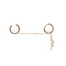 Load image into Gallery viewer, Ear Cuff and Hoop, Snake Charm with Cubic Zirconia Inlay in Gold
