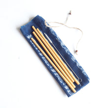 Load image into Gallery viewer, Reusable Bamboo Drinking Straws with Pouch and Tiny Brush
