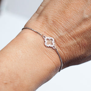 Bracelet 4 Leaf Clover with Cubic Zirconia and Sterling Silver