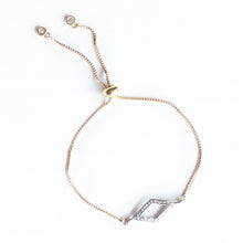 Load image into Gallery viewer, Bracelet with Diamond in Skewed Square Pave Setting with Gold Plated Box Chain
