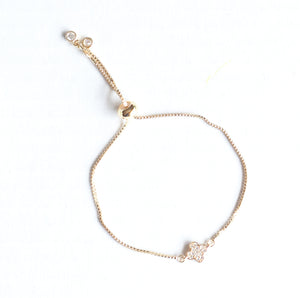 Bracelet 4 Leaf Clover with Cubic Zirconia and 14K Gold Plated