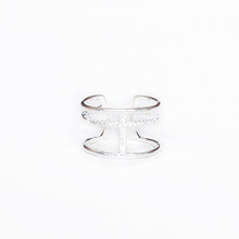 Load image into Gallery viewer, Ring Double with Cross CZ Inlay in Sterling Silver
