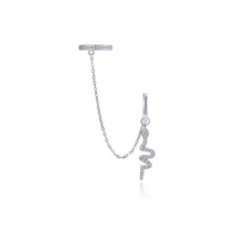 Load image into Gallery viewer, Ear Cuff and Hoop, Snake Charm with Cubic Zirconia Inlay in Sterling Silver

