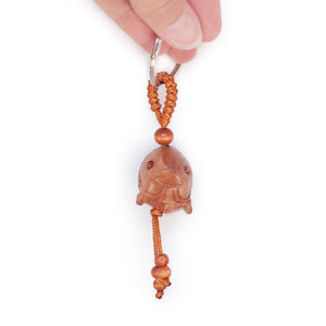 Key Chain, Purse Charm, Fish carved in Wood, Round