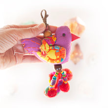Load image into Gallery viewer, Key Chain, Purse Charm, Ethnic, Purple Bird, Large
