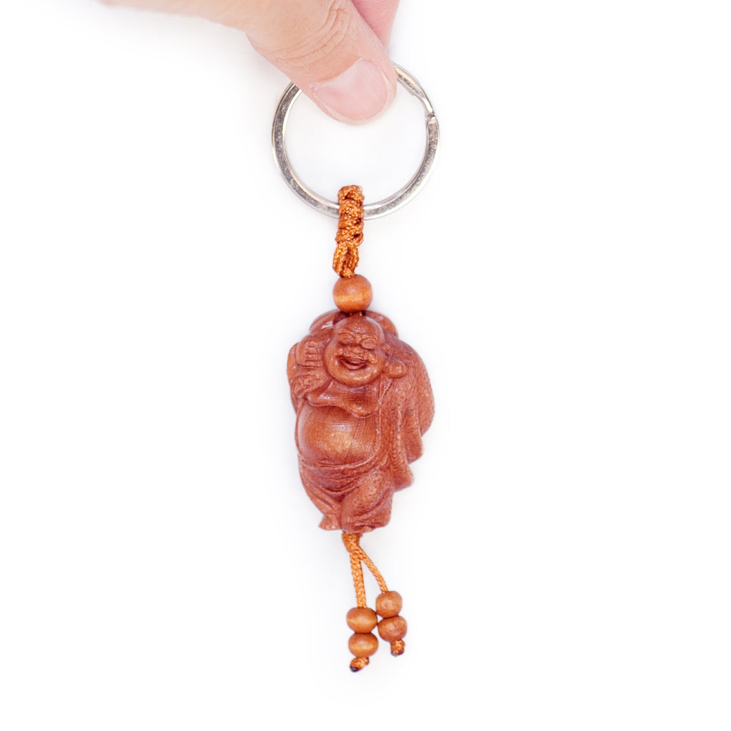 Key Chain, Purse Charm, Buddha carved in Wood