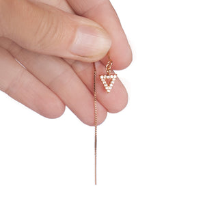 Earring Threader 18K Gold Filled with Open Triangle Cubic Zirconia Inlay