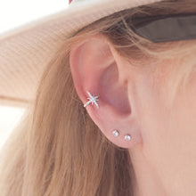 Load image into Gallery viewer, Ear Cuff Sunburst with Cubic Zirconia Sterling Silver (no piercing needed)
