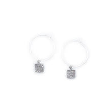 Load image into Gallery viewer, Earring Hoop with Diamond Square Sterling Silver in Pave Setting
