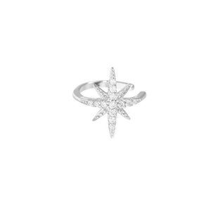 Ear Cuff Sunburst with Cubic Zirconia Sterling Silver (no piercing needed)