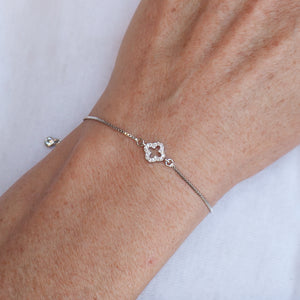 Bracelet 4 Leaf Clover with Cubic Zirconia and Sterling Silver