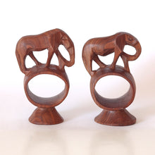 Load image into Gallery viewer, Napkin Rings (2x), Wood Elephants, Handmade in Kenya
