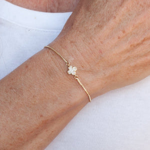 Bracelet 4 Leaf Clover with Cubic Zirconia and 14K Gold Plated