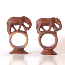 Load image into Gallery viewer, Napkin Rings (2x), Wood Elephants, Handmade in Kenya
