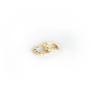 Earring Hoop Gold Vermeil with Cubic Zirconia Inlay Small, Single or a Pair