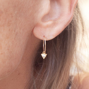 Earring Hoop with Cubic Zirconia Triangle Gold Filled