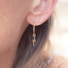 Load image into Gallery viewer, Earring Hoop with Lightning Bolt Gold Filled
