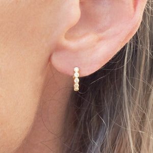 Earring Hoop Gold Vermeil with Cubic Zirconia Inlay Small, Single or a Pair