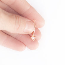 Load image into Gallery viewer, Earring Hoop with Cubic Zirconia Triangle Gold Filled
