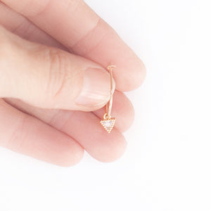 Earring Hoop with Cubic Zirconia Triangle Gold Filled