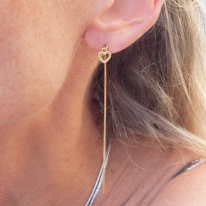 Earring Threader Heart Gold Filled and Gold Plated
