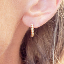 Load image into Gallery viewer, Earring Hoop Gold Vermeil with Cubic Zirconia Inlay Large, Single or a Pair
