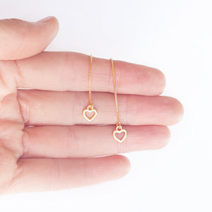 Earring Threader Heart Gold Filled and Gold Plated