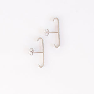 Earring Post Bar with Cubic Zirconia in Sterling Silver