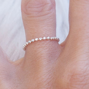 Ring made with a Faceted Bead Chain in Sterling Silver
